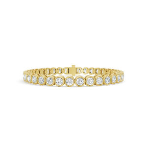 7.63 ctw Diamond Bezel 14K Yellow Gold Tennis Bracelet